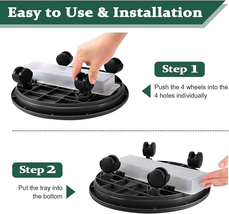Looca Plant Caddy with Wheels and Drainage Tray, 13”Rolling Plant Stand Flower Pot Mover, Planter Caddies Round Plant Dolly for Heavy Duty Planter, 3 Pack, Bearing 120 lbs (Black) - Image 5